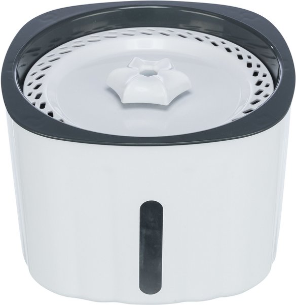 TRIXIE Flower Cat & Dog Water Fountain, White/Gray, 68-oz