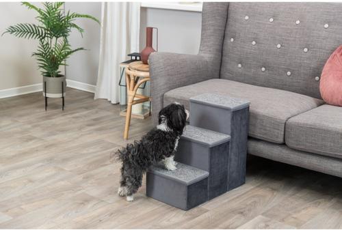 Show full view: TRIXIE Foldable Velour Pet Stairs with Storage, Gray, 3-Step, 11-in Wide slide 3 of 10