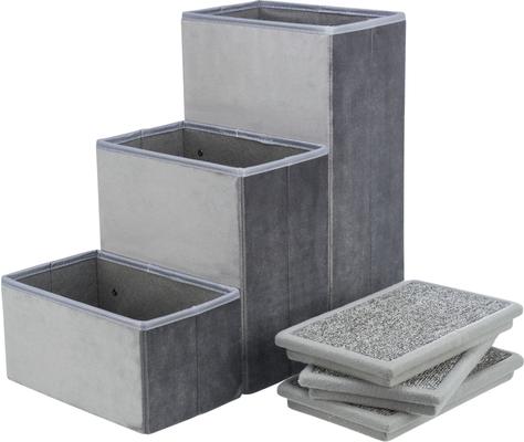 Show full view: TRIXIE Foldable Velour Pet Stairs with Storage, Gray, 3-Step, 11-in Wide slide 8 of 10