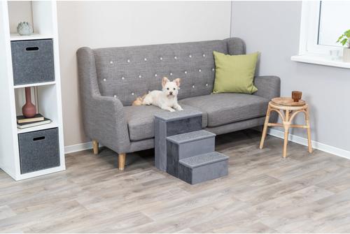 Show full view: TRIXIE Foldable Velour Pet Stairs with Storage, Gray, 3-Step, 15-in Wide slide 3 of 10