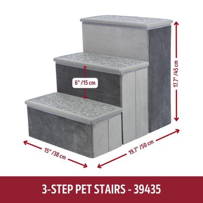 Show full view: TRIXIE Foldable Velour Pet Stairs with Storage, Gray, 3-Step, 15-in Wide slide 4 of 10