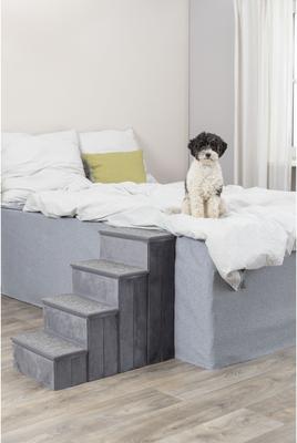 Show full view: TRIXIE Foldable Velour Pet Stairs with Storage, Gray, 4-Step, 15-in Wide slide 3 of 10