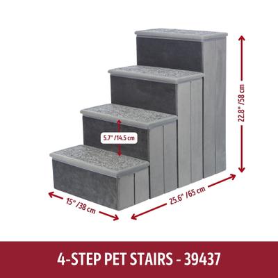 Show full view: TRIXIE Foldable Velour Pet Stairs with Storage, Gray, 4-Step, 15-in Wide slide 4 of 10