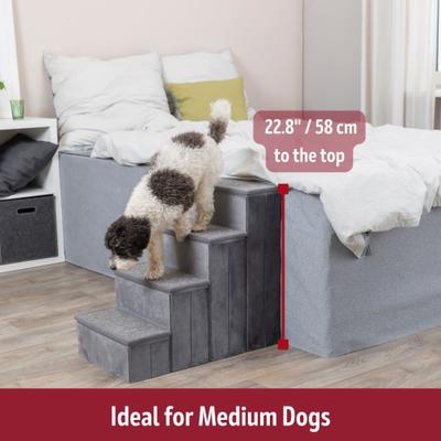 Show full view: TRIXIE Foldable Velour Pet Stairs with Storage, Gray, 4-Step, 15-in Wide slide 5 of 10