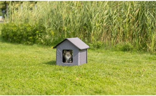 Show full view: TRIXIE Insulated Outdoor Cat & Dog House, Gray slide 3 of 8