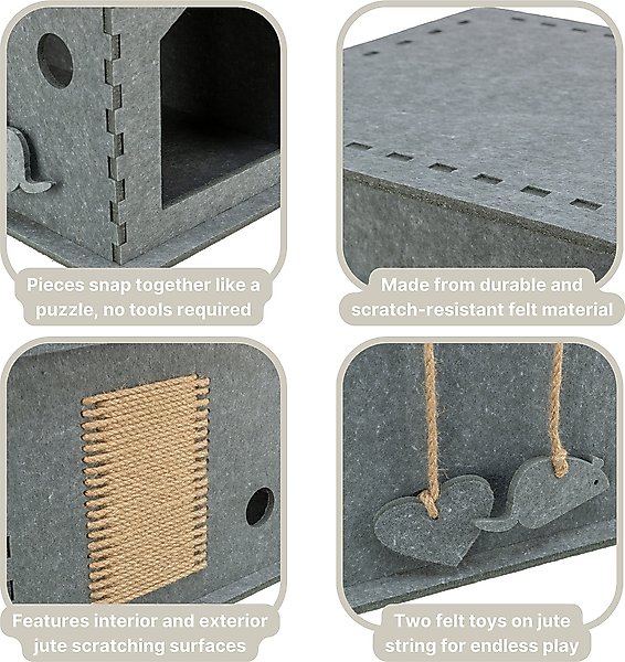 Show full view: TRIXIE Lene Felt Indoor Cave Jute Scratching Pads Cat Condo, Gray slide 4 of 7