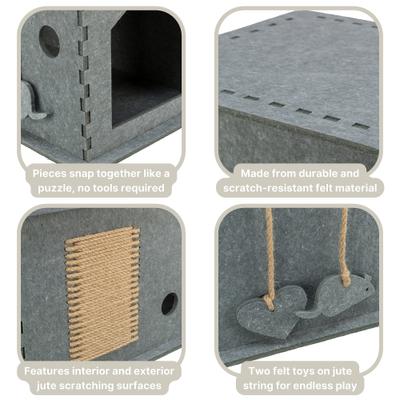 Show full view: TRIXIE Lene Felt Indoor Cave Jute Scratching Pads Cat Condo, Gray slide 4 of 7