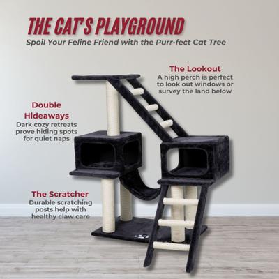 Show full view: TRIXIE Malaga 43" Plush Cat Tree & Condo, Dark Gray slide 5 of 7