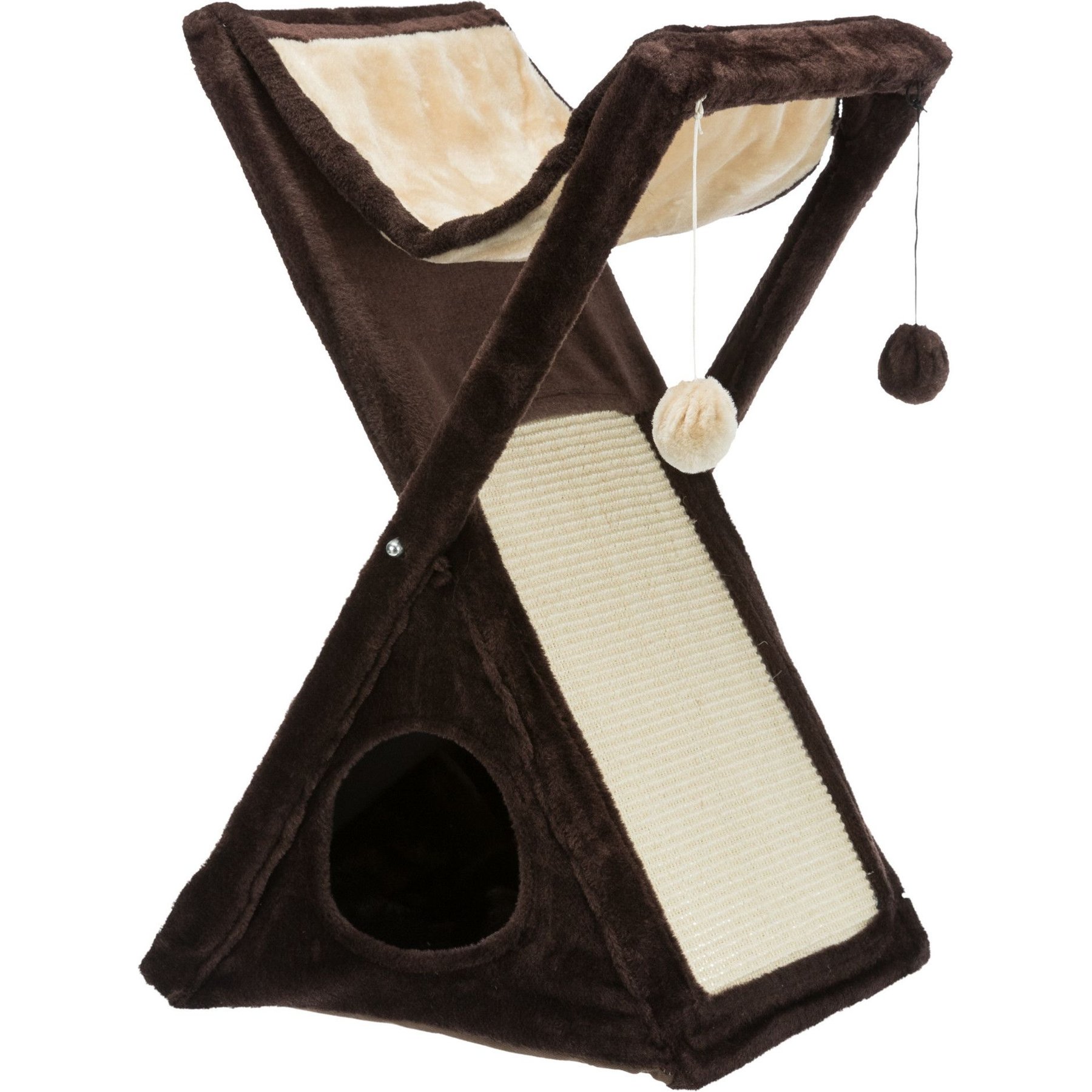 TRIXIE Miguel 25.5-in Plush Fold & Store Cat Tree, Brown/Beige