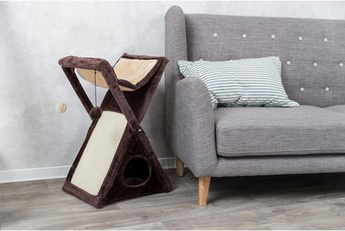 Show full view: TRIXIE Miguel 25.5-in Plush Fold & Store Cat Tree, Brown/Beige slide 3 of 8