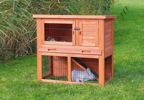 Show full view: TRIXIE Natura Rabbit Hutch with Sloped Roof, Glazed Pine, Small slide 2 of 8
