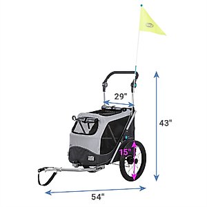 TRIXIE Quick Fold Convertible Dog Bike Trailer, Large