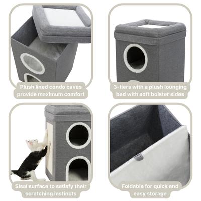 Show full view: TRIXIE Saul 2-Story Cat Condo & Perch, Gray slide 5 of 10