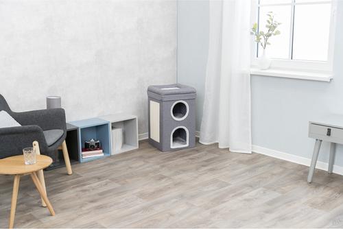 Show full view: TRIXIE Saul 2-Story Cat Condo & Perch, Gray slide 3 of 10