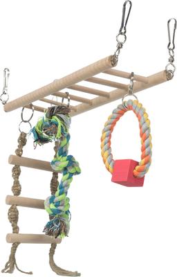 Show full view: TRIXIE Small Animal Suspension Bridge with Ring, Rope & Ladder Small Pet Cage Accessory, Natural slide 2 of 5