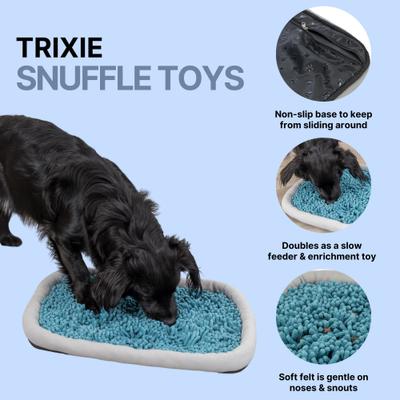 Show full view: TRIXIE Snuffle & Seek Plate, Sniff Mat, Interactive Feeding Game, Slow Feeder, Level 1 Enrichment Dog & Cat Puzzle Toy, Blue slide 6 of 10