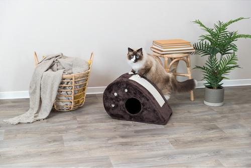 Show full view: TRIXIE Topi 13-in Plush Carpet Cat Condo, Brown slide 3 of 9