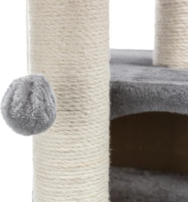 Show full view: TRIXIE Valencia 28-in Plush Cat Tree & Scratching Post with Condo & Cat Toy, Gray/Cream slide 3 of 8