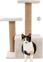 TRIXIE Valencia 28-in Plush Cat Tree & Scratching Post with Condo & Cat Toy, Taupe/Brown slide 2 of 8