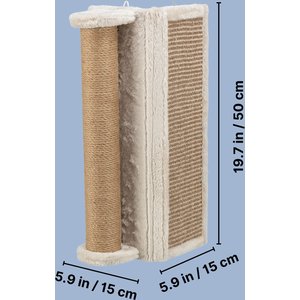 TRIXIE Wall Mounted Corner Sisal Scratching Board & Jute Post Vertical Cat Scratcher, Beige