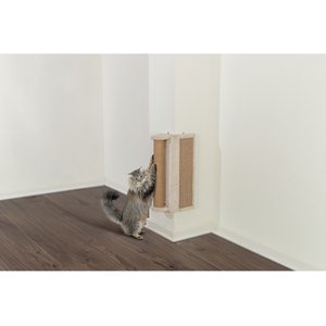 TRIXIE Wall Mounted Corner Sisal Scratching Board & Jute Post Vertical Cat Scratcher, Beige
