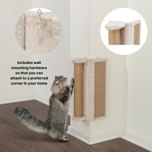 TRIXIE Wall Mounted Corner Sisal Scratching Board & Jute Post Vertical Cat Scratcher, Beige