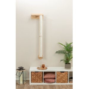 TRIXIE Wall Set 1 - Wall Mount Cat Scratching Post with Perch, Natural & White
