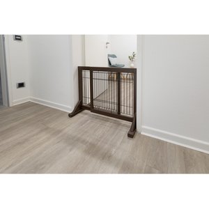 TRIXIE Wooden Freestanding Dog Gate, 43-in, Espresso Brown