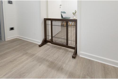 Show full view: TRIXIE Wooden Freestanding Dog Gate, 43-in, Espresso Brown slide 3 of 8