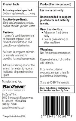 Show full view: Vitalize Trixsyn Feline Hyaluronan Joint Support Cat Supplement, 2-fl oz bottle slide 7 of 9