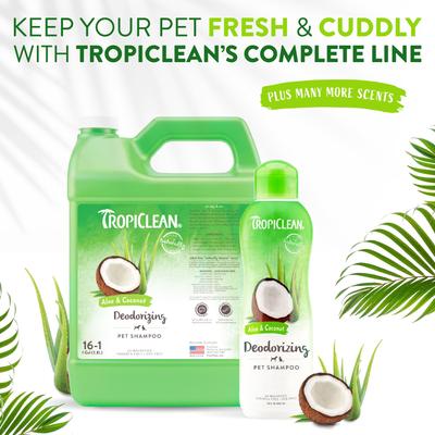 Show full view: TropiClean Deodorizing Aloe & Coconut Dog & Cat Shampoo, 2.5-gal bottle, bundle of 2 slide 7 of 9