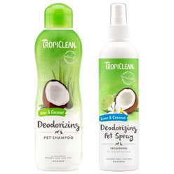 TropiClean Deodorizing Aloe & Coconut Shampoo, 20-fl oz bottle + Lime & Coconut Deodorizing Dog & Cat Spray, 8-fl oz bottle