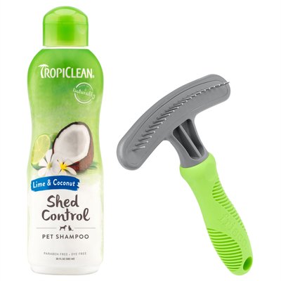 TropiClean TropiClean Deshedding Dog Shampoo, 20-oz bottle + Frisco Shedding Rake Dog & Cat Brush