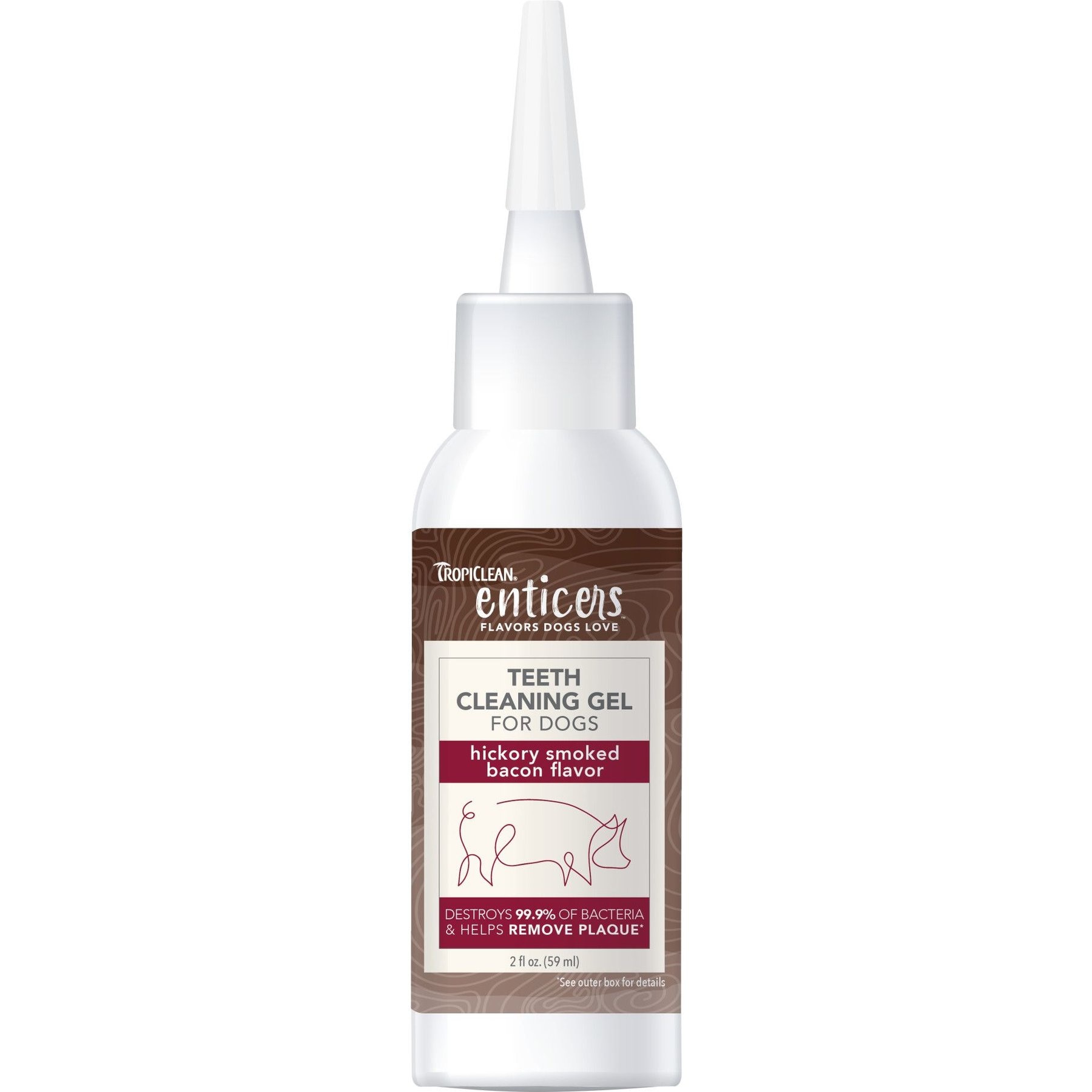 TropiClean Enticers Hickory Smoked Bacon Flavor Dog Teeth Cleaning Gel, 2-oz tube