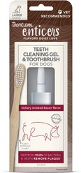TropiClean Enticers Hickory Smoked Bacon Flavored Toothpaste Large Dog Tooth Brushing Kit, 2-oz tube