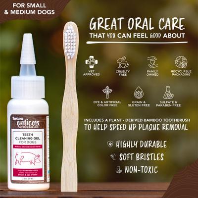 Show full view: TropiClean Enticers Hickory Smoked Bacon Flavored Toothpaste Small & Medium Dog Tooth Brushing Kit, 2-oz tube slide 7 of 10