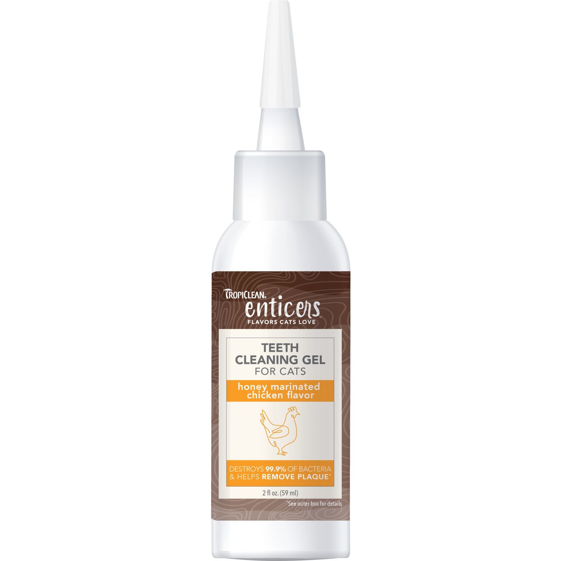 TropiClean Enticers Honey Marinated Chicken Flavor Cat Teeth Cleaning Gel, 2-oz tube