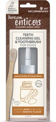 TropiClean Enticers Peanut Butter & Honey Flavored Toothpaste Small & Medium Dog Tooth Brushing Kit, 2-oz tube