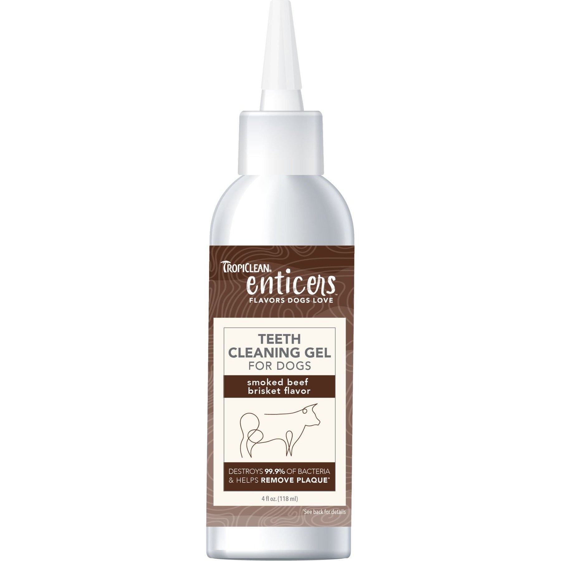 TropiClean Enticers Smoked Beef Brisket Flavor Dog Teeth Cleaning Gel, 4-oz tube