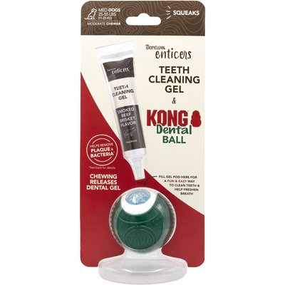TropiClean TropiClean Enticers Smoked Beef Brisket Flavored Toothpaste + KONG Dental Ball Kit for Medium Dogs