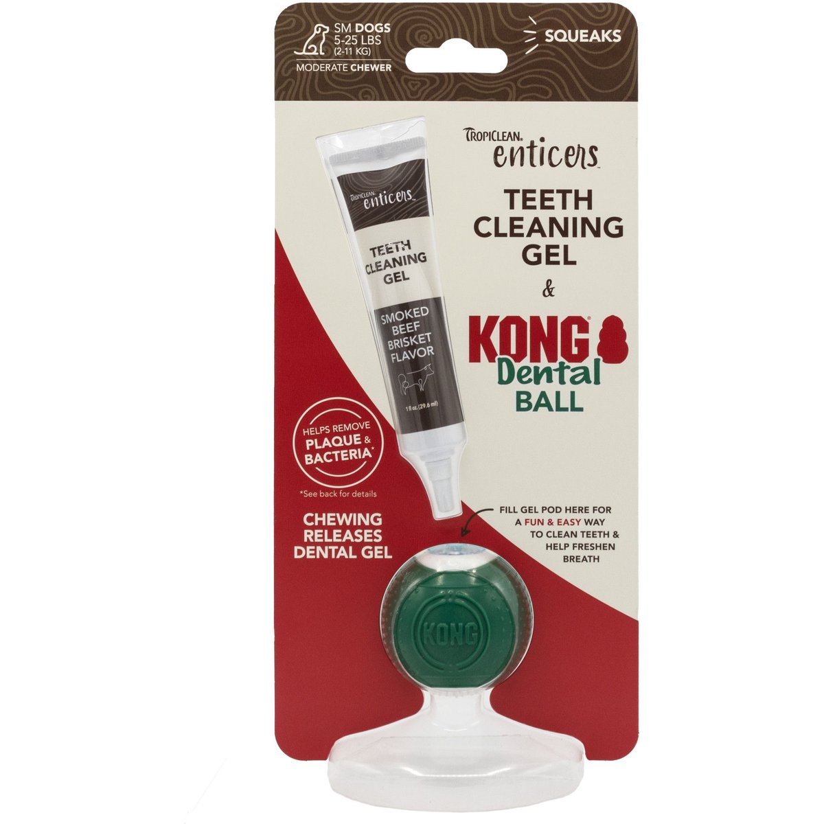 TropiClean Enticers Smoked Beef Brisket Flavored Toothpaste + KONG Dental Ball Kit for Small Dogs