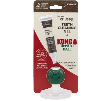 TropiClean TropiClean Enticers Smoked Beef Brisket Flavored Toothpaste + KONG Dental Ball Kit for Small Dogs