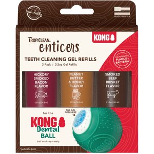 TropiClean Enticers Teeth Cleaning Gel Variety Pack Refill for KONG Dental Ball, 0.5-oz, 3 count