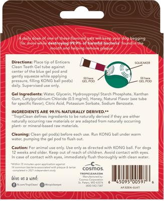 Show full view: TropiClean Enticers Teeth Cleaning Gel Variety Pack Refill for KONG Dental Ball, 0.5-oz, 3 count slide 3 of 10