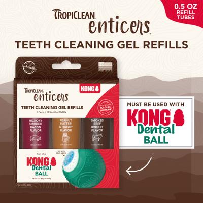 Show full view: TropiClean Enticers Teeth Cleaning Gel Variety Pack Refill for KONG Dental Ball, 0.5-oz, 3 count slide 4 of 10