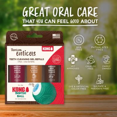 Show full view: TropiClean Enticers Teeth Cleaning Gel Variety Pack Refill for KONG Dental Ball, 0.5-oz, 3 count slide 9 of 10