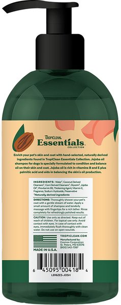TropiClean Essentials Conditioning Jojoba Oil Dog Shampoo, 16-fl oz bottle