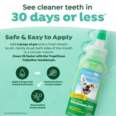 Show full view: TropiClean Fresh Breath Brushing Dog Dental Gel, 2-fl oz bottle slide 4 of 9