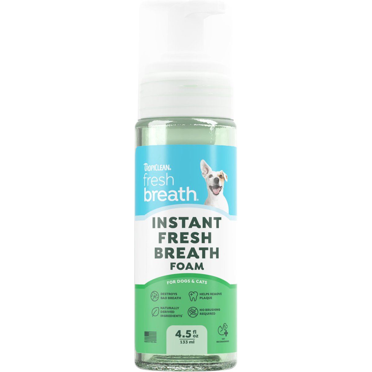 TropiClean Fresh Breath Foam Instant Dental Dog Breath Freshener, 4.5-oz bottle