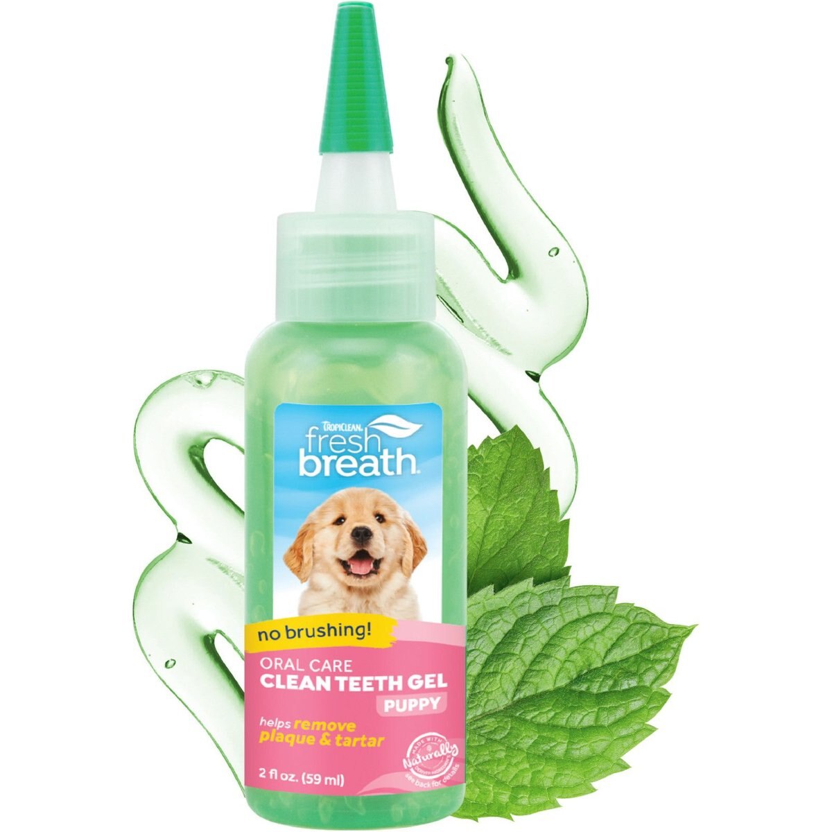 TropiClean Fresh Breath Oral Care Clean Teeth Plaque & Tartar Defense Puppy Dental Gel, 2-fl oz bottle